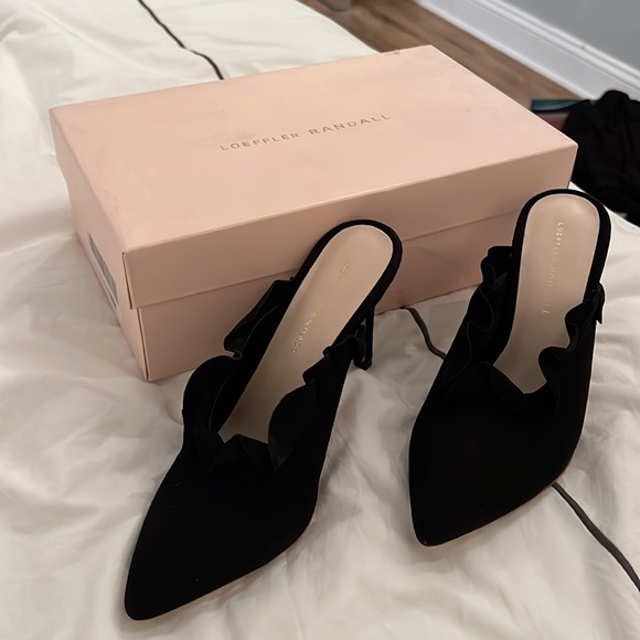 Loeffler Randall black suede high heel slides - Picture 2 of 4
